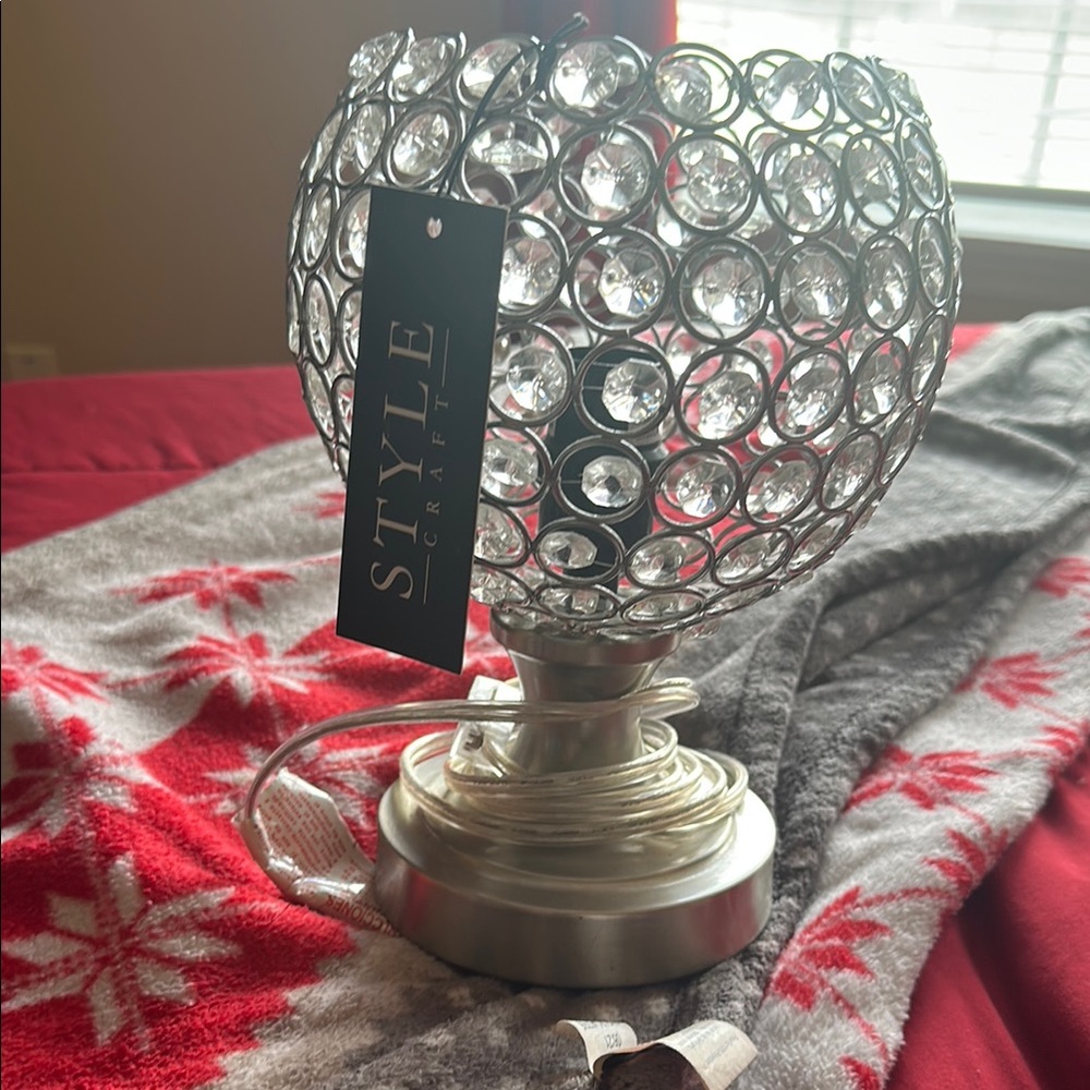 Crystal Accent Lamp with Silver Detailing